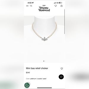 Vivienne Westwood Pearl and Platinum necklace with cubic zirconias